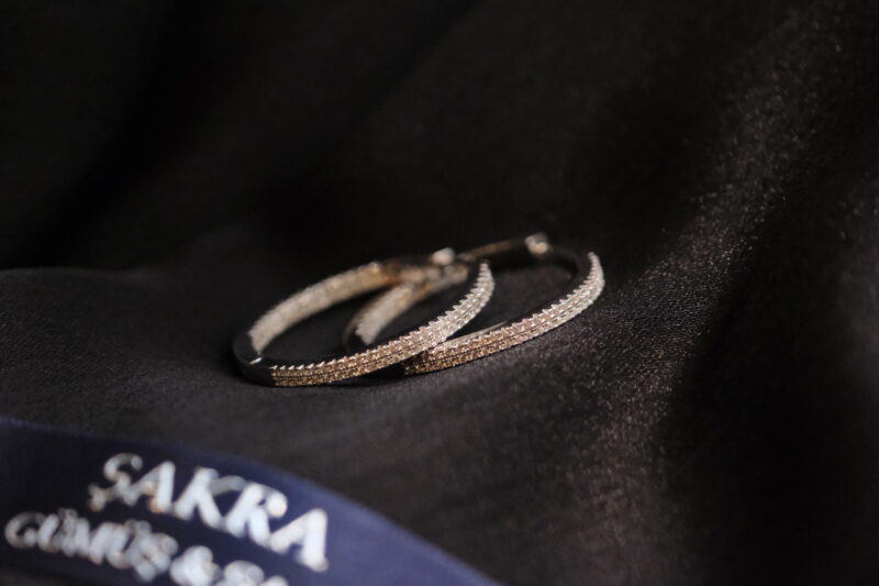Kadın 925 Ayar Gümüş Taşlı Halka Küpe – 8 Gram