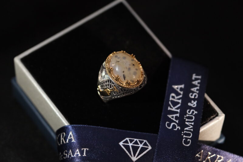 Erkek 925 Ayar Gümüş Yüzük – Akik Taşlı / 12.5 Gram - Görsel 2