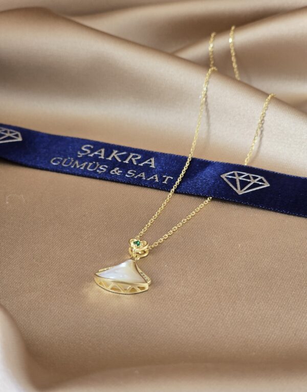 İnci Formlu Zarif Altın Kaplama 925 Ayar Gümüş Kolye