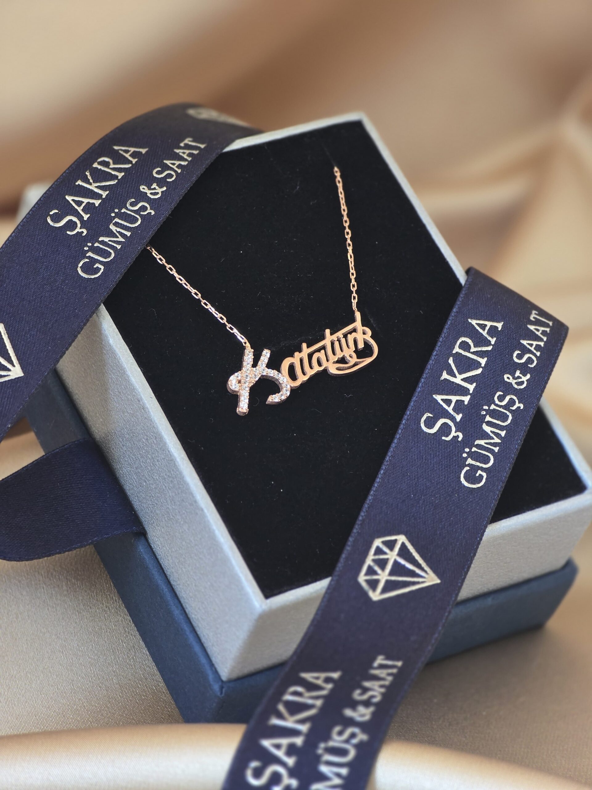 Atatürk İmzalı Rose Kaplama 925 Ayar Gümüş Kolye - Görsel 3