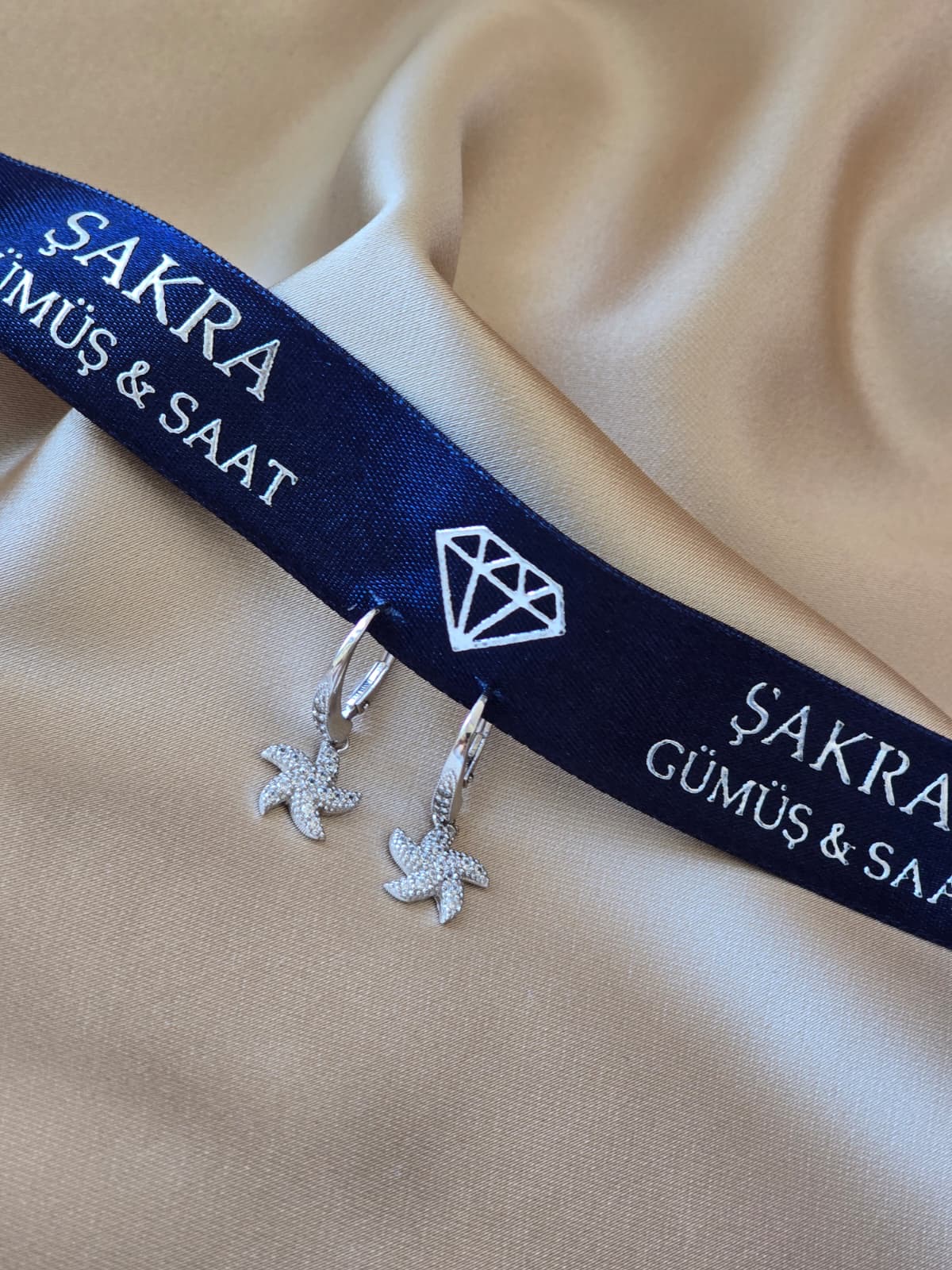 Deniz Yıldızı Figürlü Taşlı Gümüş Küpe – 2.9 gr | Şakra Gümüş & Saat - Görsel 3