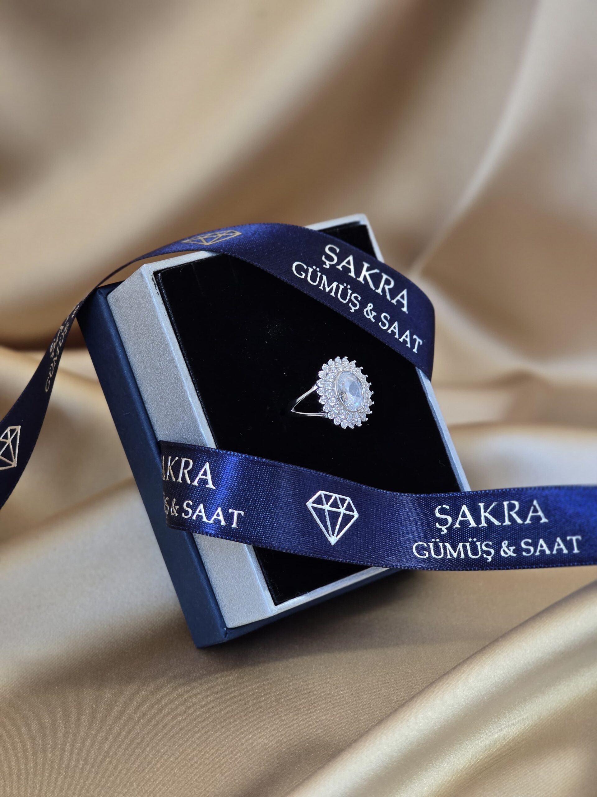 Oval Merkez Taşlı Çiçek Işıltılı 925 Ayar Gümüş Yüzük – 4.8 Gram - Görsel 2