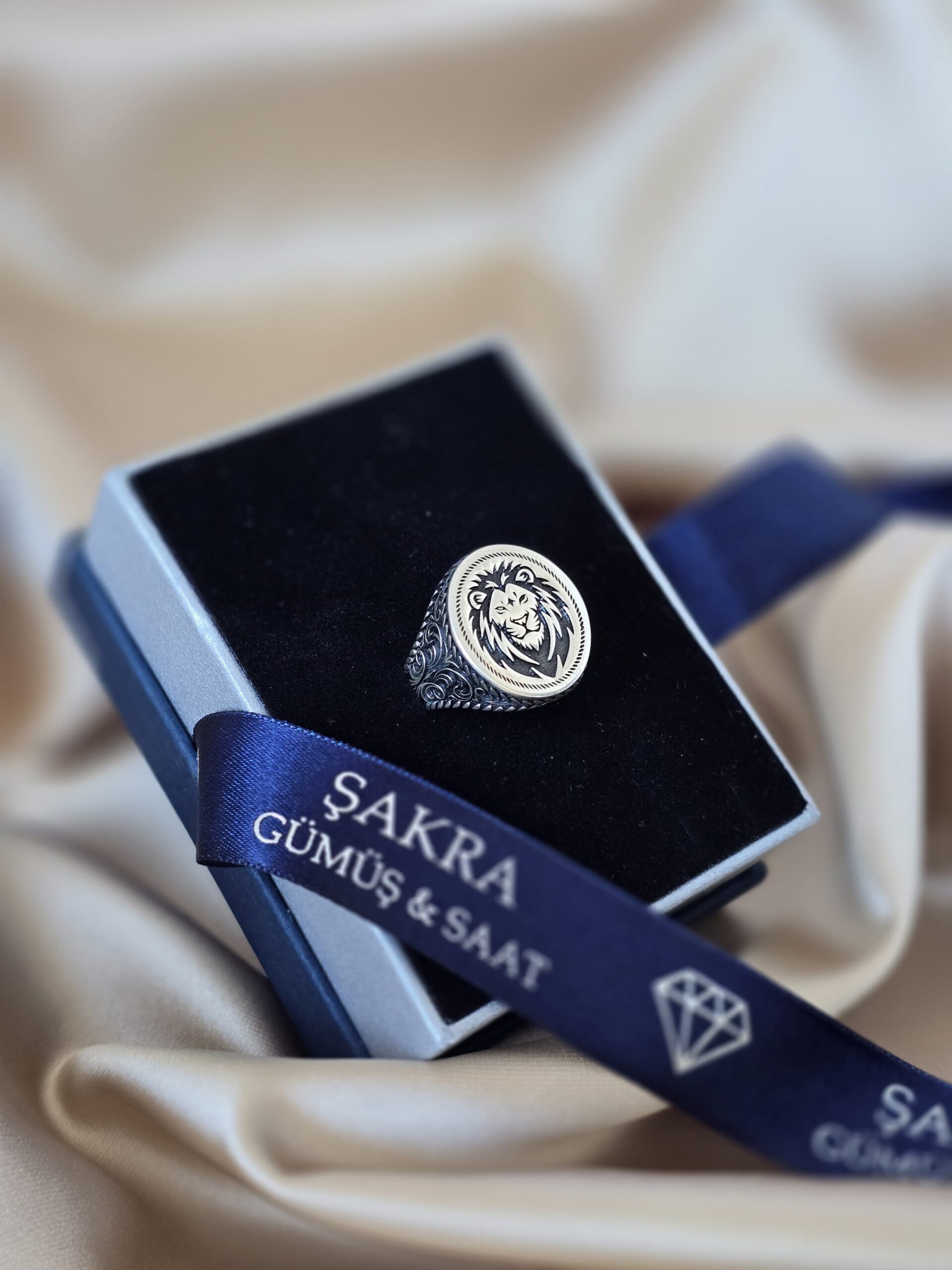 Aslan Motifli Osmanlı Desenli Erkek Gümüş Yüzük – 9 gr | Şakra Gümüş & Saat - Görsel 3