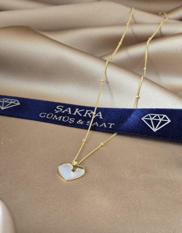 Sedef Kalpli Altın Kaplama 925 Ayar Gümüş Kolye