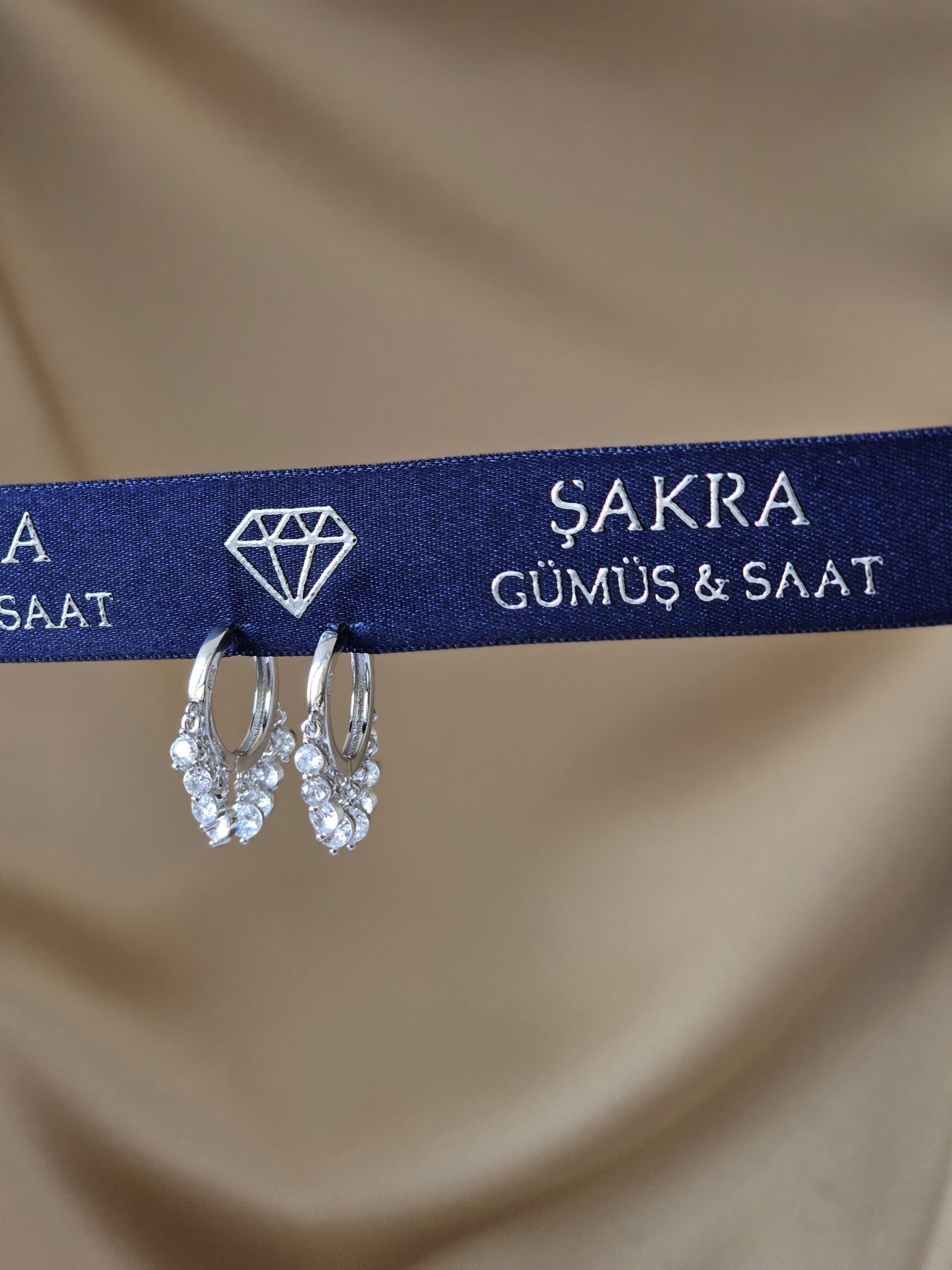 Çoklu Taş Detaylı Işıltılı Özel Tasarım Gümüş Küpe