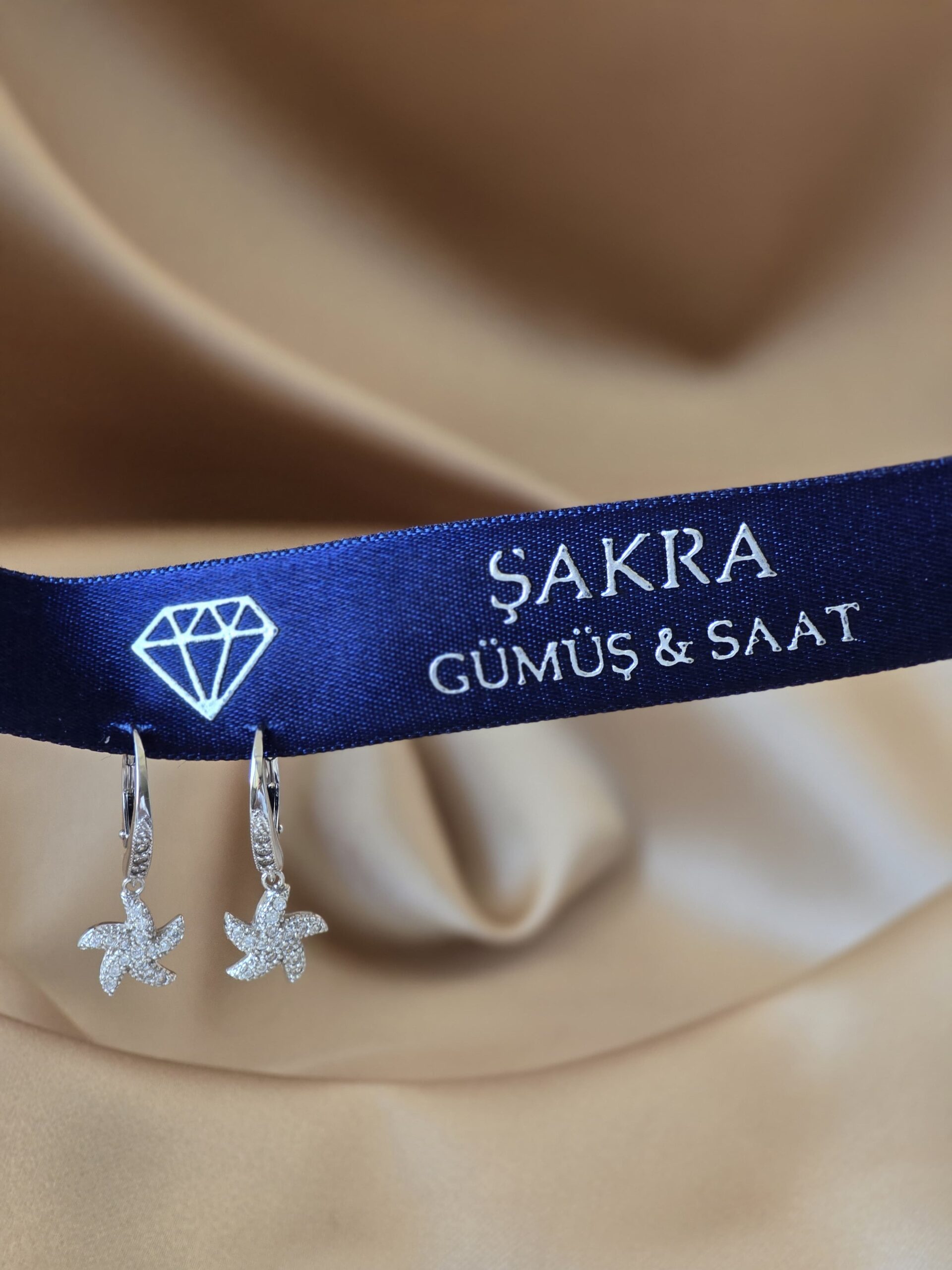 Deniz Yıldızı Figürlü Taşlı Gümüş Küpe – 2.9 gr | Şakra Gümüş & Saat