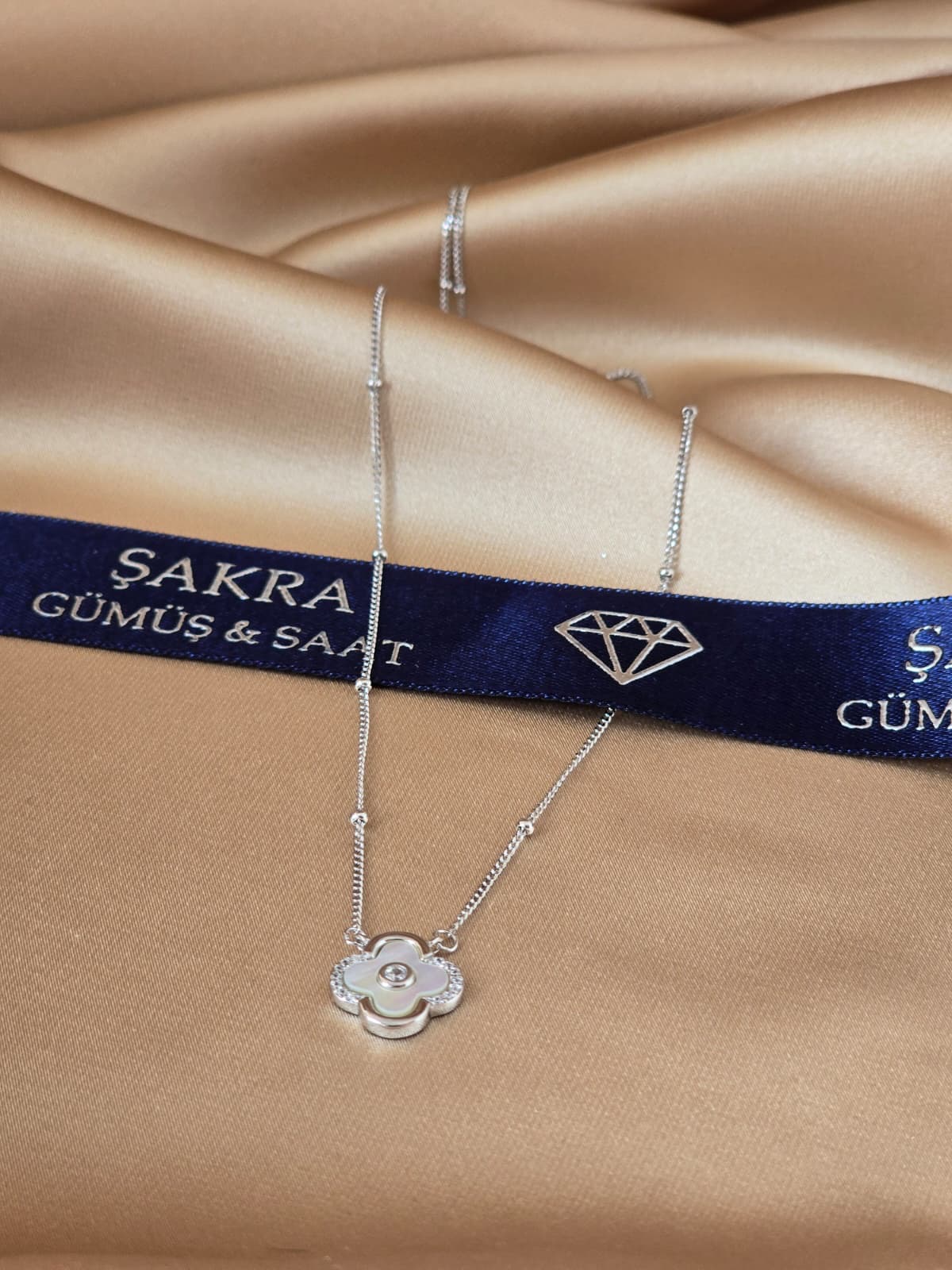 Zirkon Taş Detaylı Çiçek Formlu 925 Ayar Gümüş Kolye