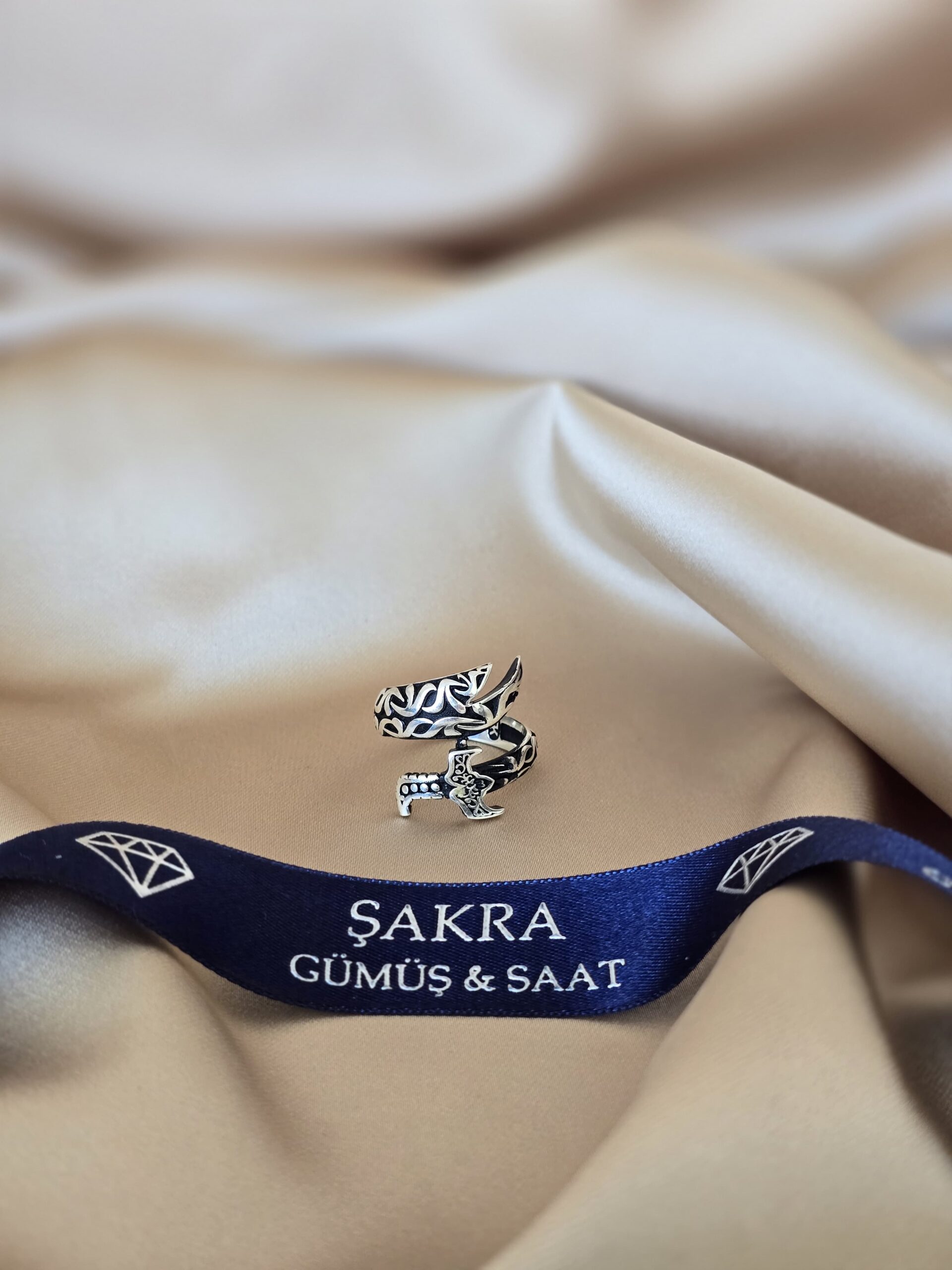 Balta Motifli Tribal Desenli Erkek Gümüş Yüzük – 8.1 gr | Şakra Gümüş & Saat