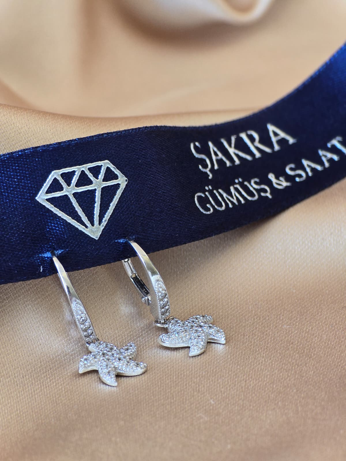 Deniz Yıldızı Figürlü Taşlı Gümüş Küpe – 2.9 gr | Şakra Gümüş & Saat - Görsel 2