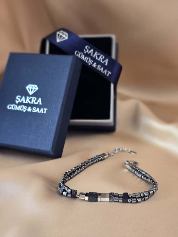 Şakra Gümüş Doğal Taş Detaylı Erkek Bileklik - Görsel 3