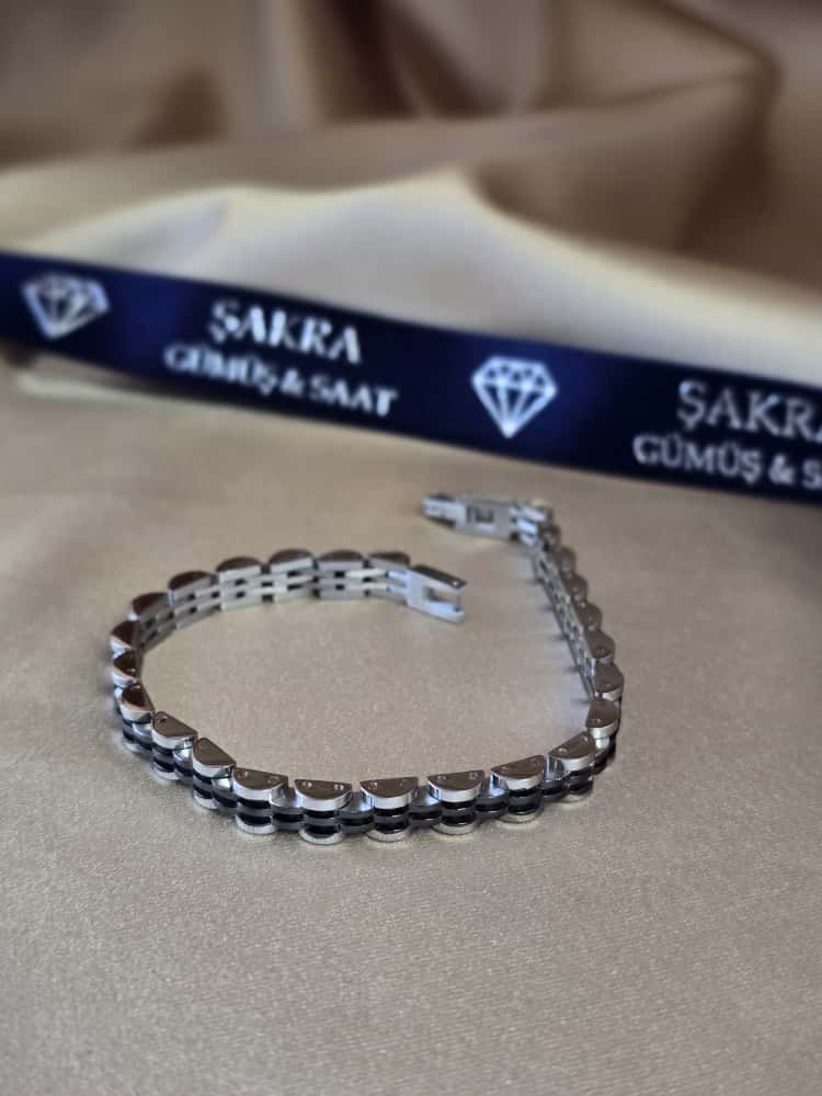 Şakra Gümüş Klasik Gümüş Tonlu Erkek Bileklik - Görsel 2