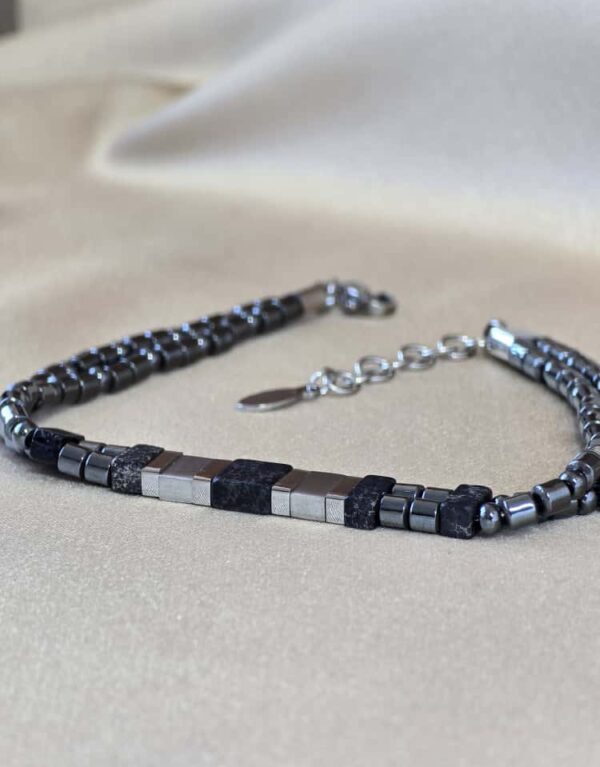 Şakra Gümüş Doğal Taş Detaylı Erkek Bileklik