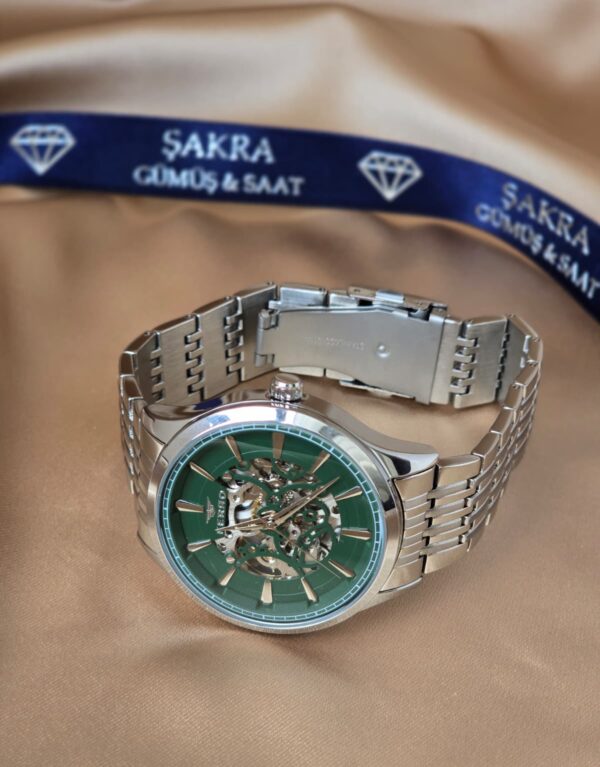 FERRO Skeleton Yeşil Kadran Çelik Erkek Saat (2 Yıl Garantili)