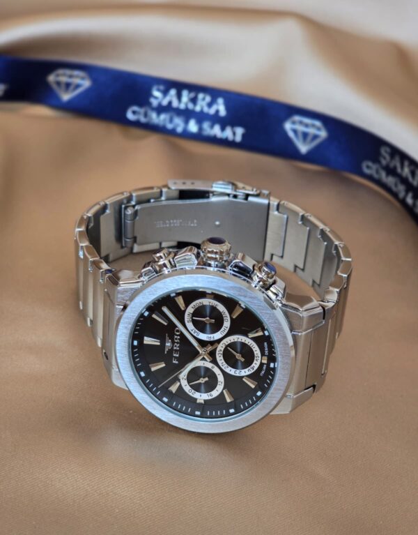 FERRO Black Steel Multi Function Erkek Kol Saati