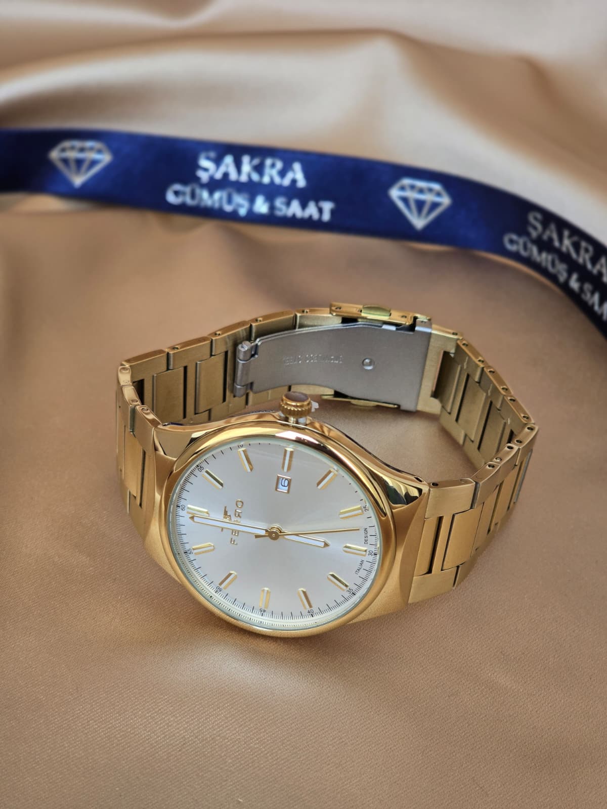 FERRO Classic Gold White Date Erkek Kol Saati