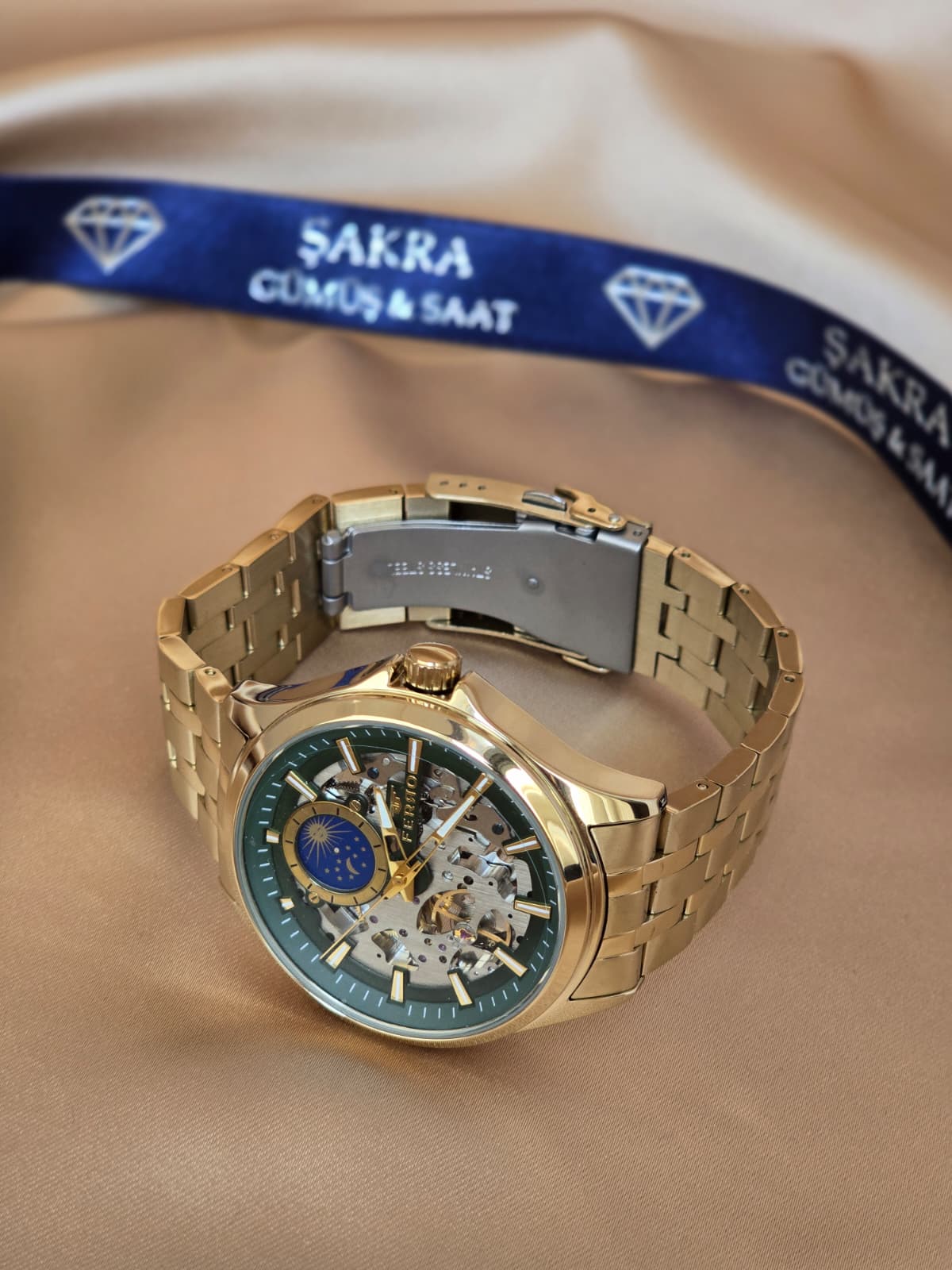 FERRO Gold Moonphase Skeleton Erkek Kol Saati