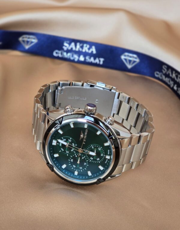 FERRO Multifunction Green Dial Steel Erkek Kol Saati