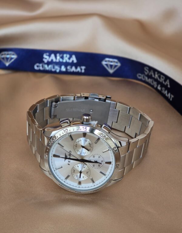 FERRO Multifunction Silver Dial Steel Erkek Kol Saati