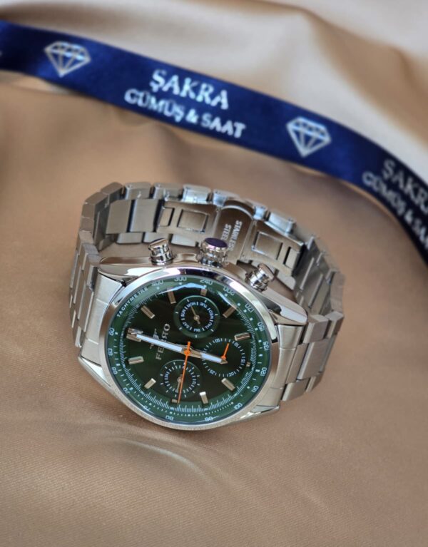 FERRO Green Dial Chronograph Steel Erkek Kol Saati