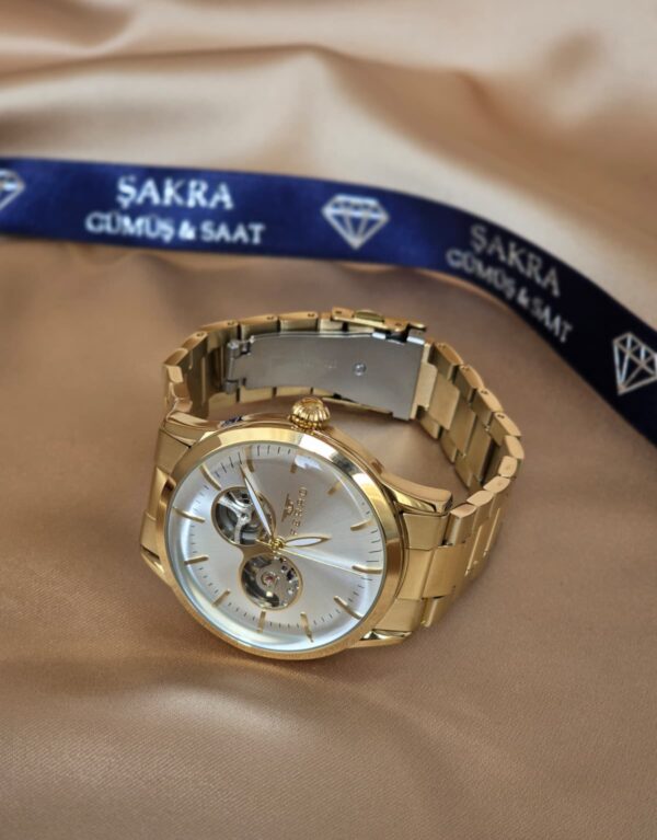 FERRO Tam Gold Çelik Erkek Kol Saati – İskelet Kadran