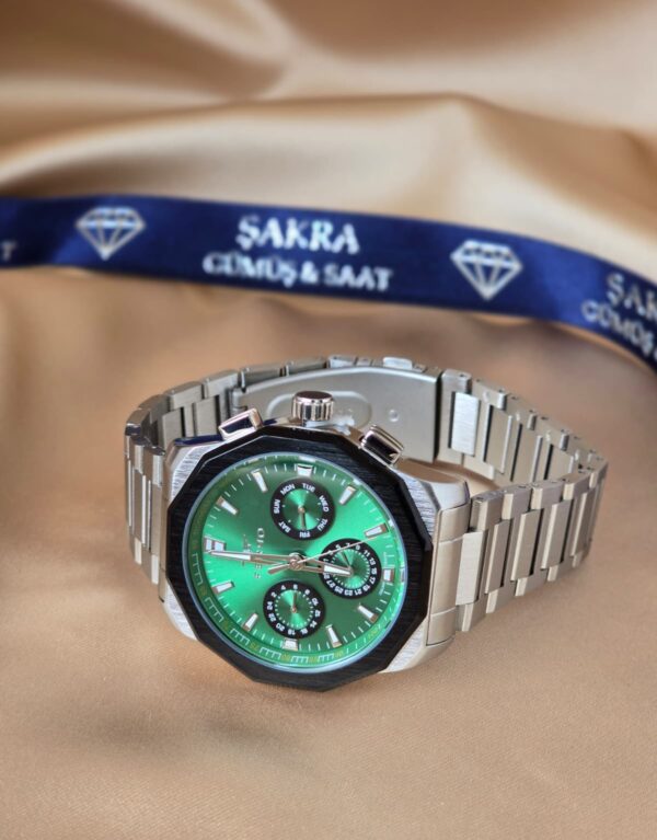 FERRO Yeşil Kadran Çelik Erkek Kol Saati – Çok Fonksiyonlu