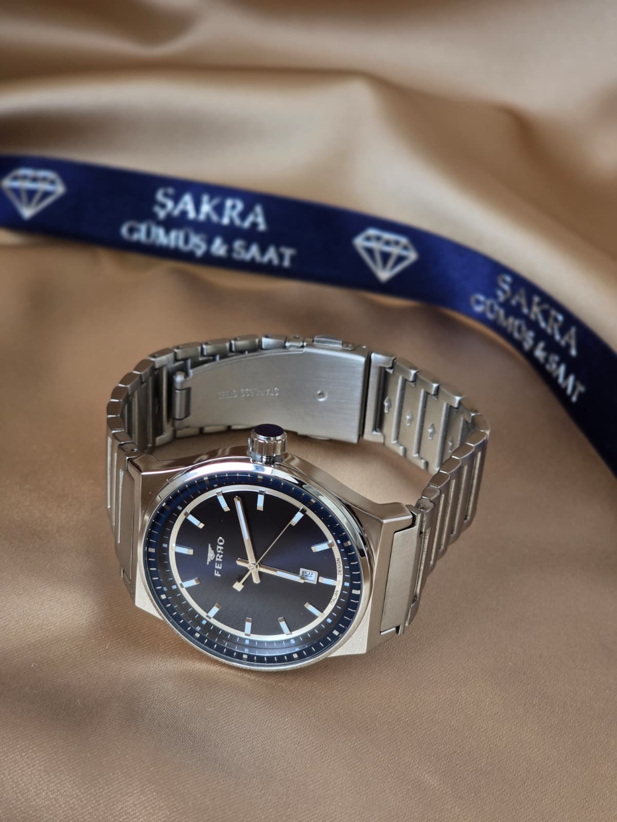 FERRO Lacivert Kadran Çelik Erkek Kol Saati