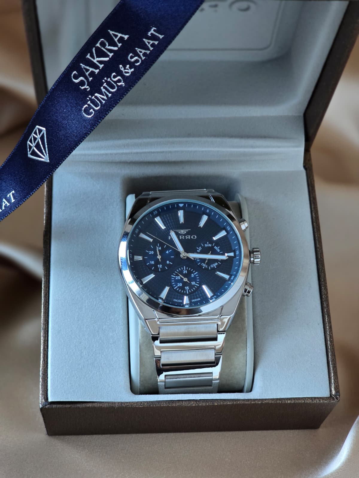 FERRO Multi Function Steel Erkek Kol Saati - Görsel 2