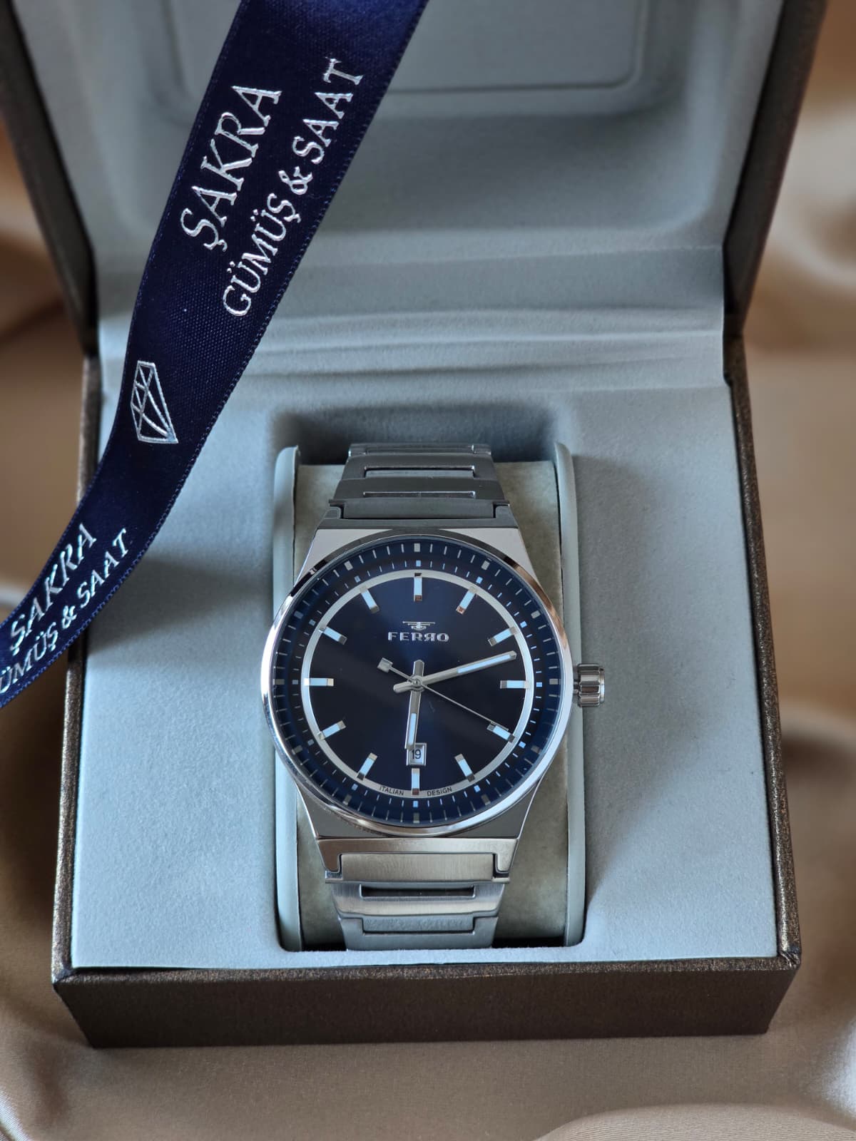FERRO Lacivert Kadran Çelik Erkek Kol Saati - Görsel 2