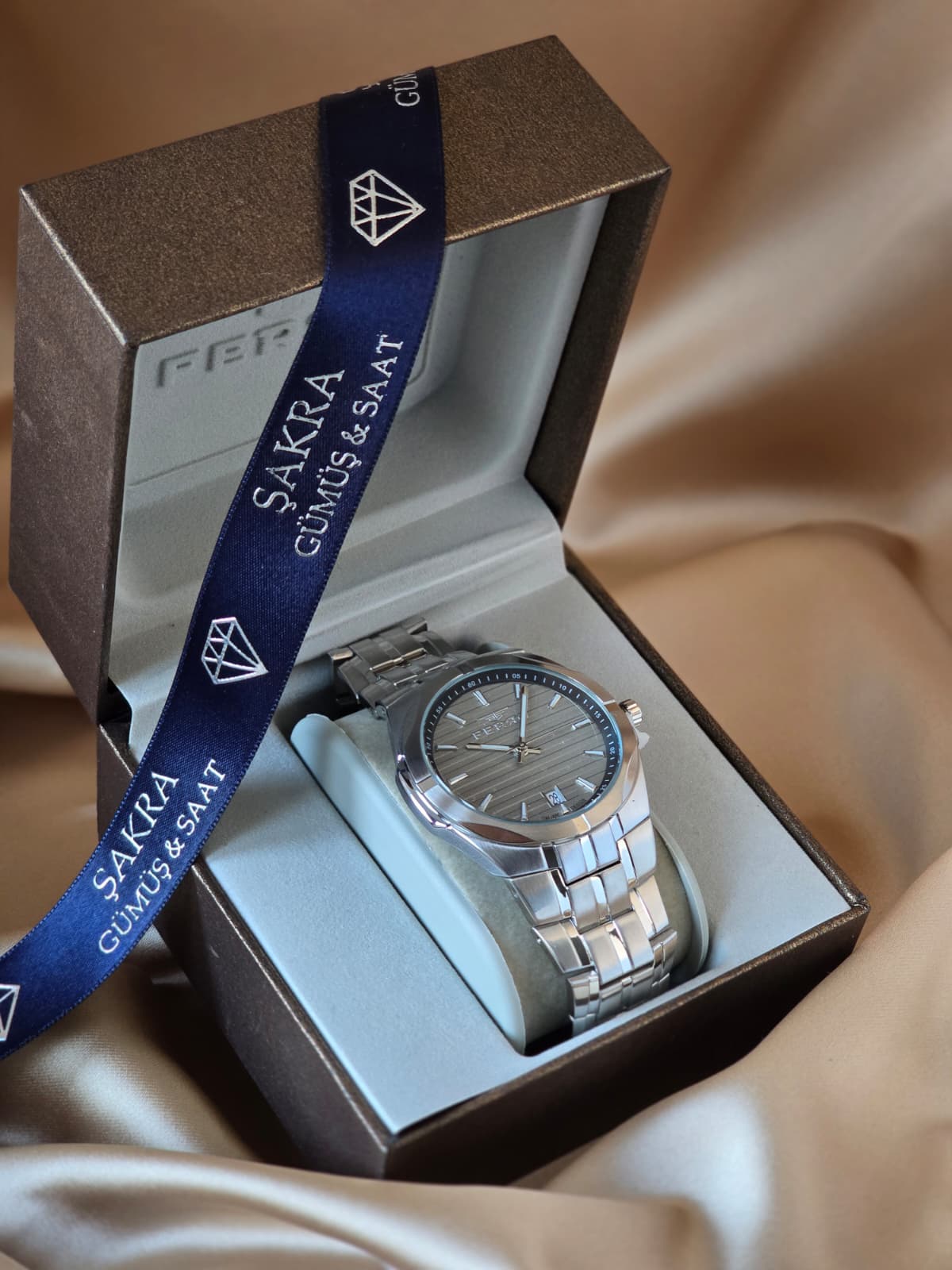 FERRO Grey Dial Steel Erkek Kol Saati - Görsel 3