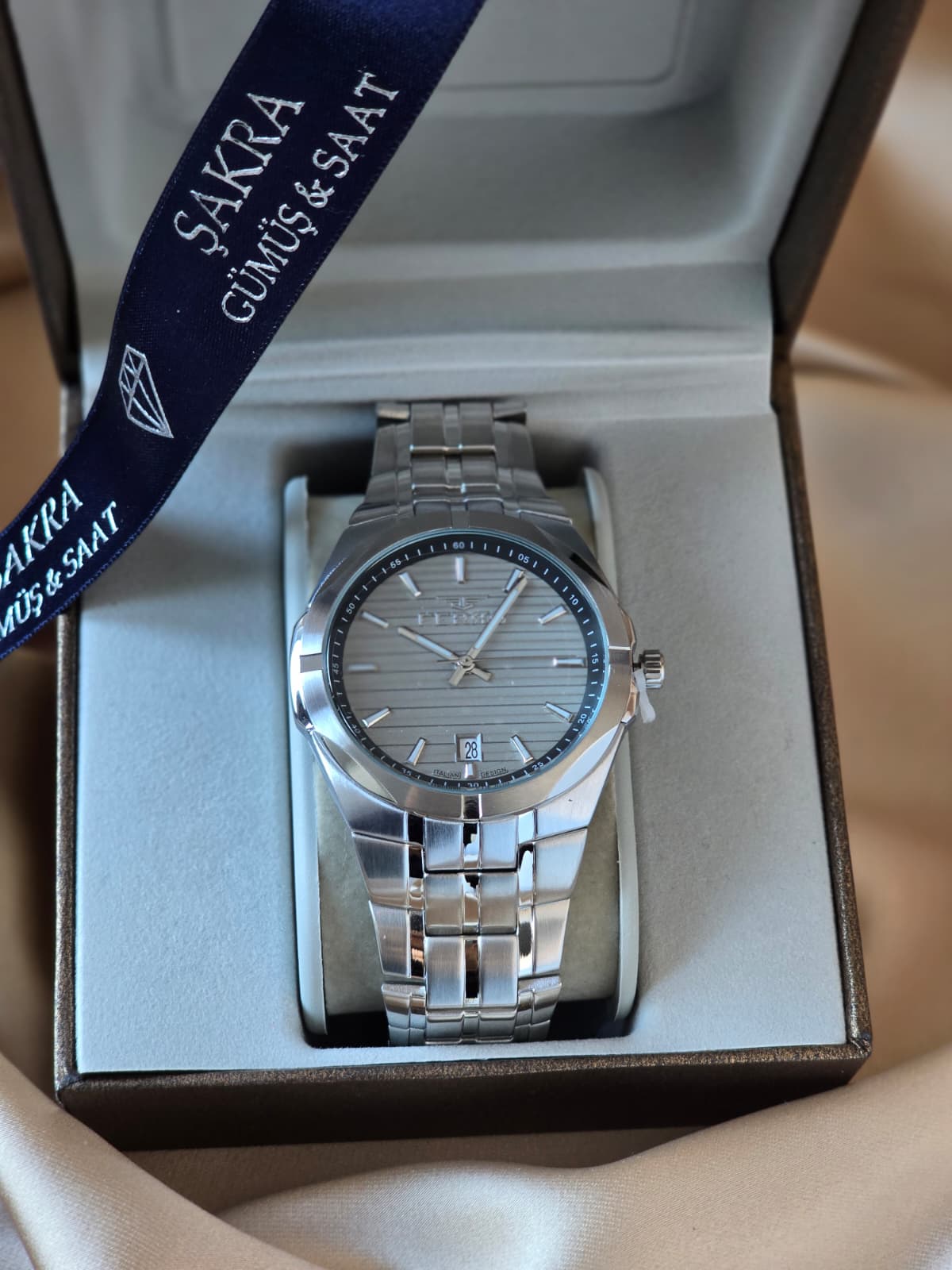 FERRO Grey Dial Steel Erkek Kol Saati - Görsel 2