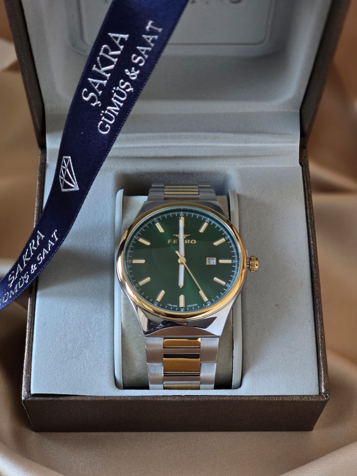 FERRO Classic Green Gold Erkek Kol Saati - Görsel 2