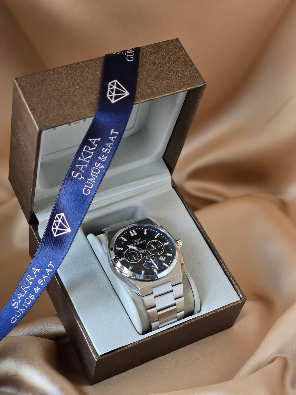 FERRO Multifunction Black Steel Erkek Kol Saati - Görsel 3