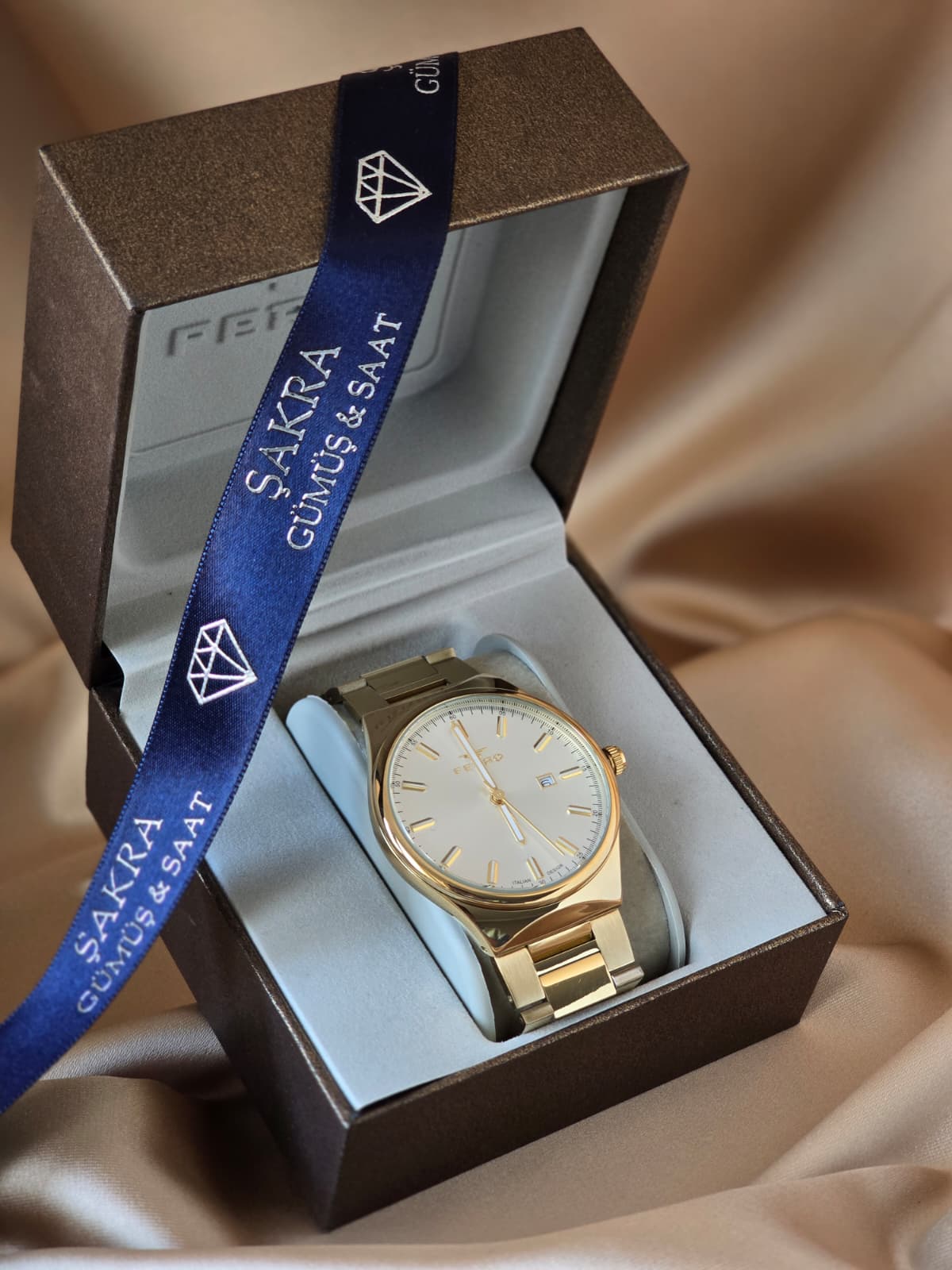 FERRO Classic Gold White Date Erkek Kol Saati - Görsel 3