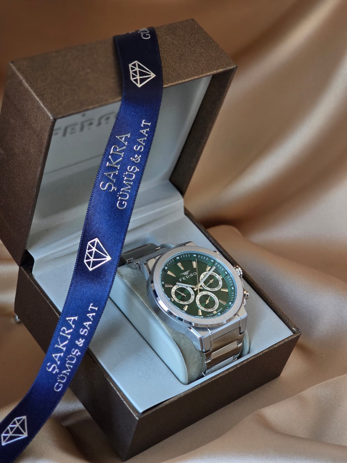 FERRO Green Steel Multi Function Erkek Kol Saati - Görsel 3