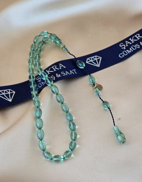 Yeşil Tonlu Ateş Kehribar Sistemli Tesbih