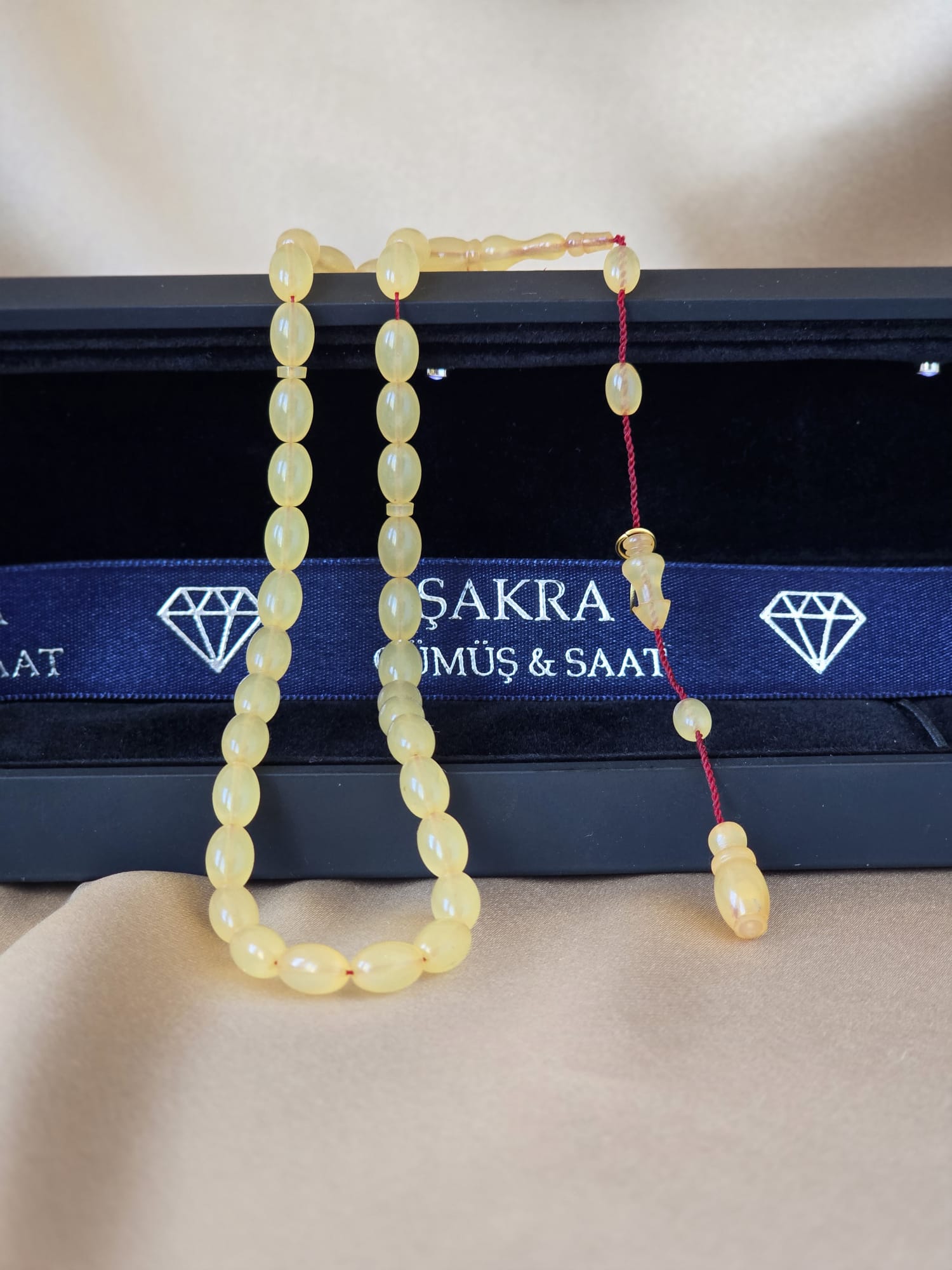Açık Bal Sarısı Ateş Kehribar Sistemli Tesbih - Görsel 3