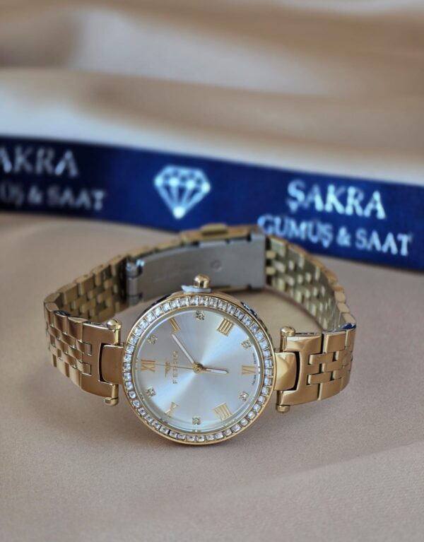 FERRO Roman Gold Taşlı Bayan Kol Saati