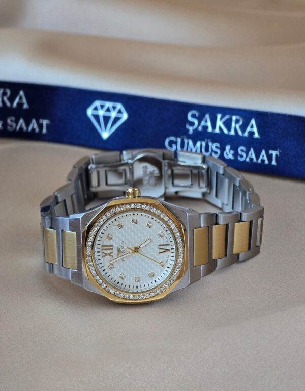 FERRO Elegance Gold Silver Taşlı Bayan Kol Saati